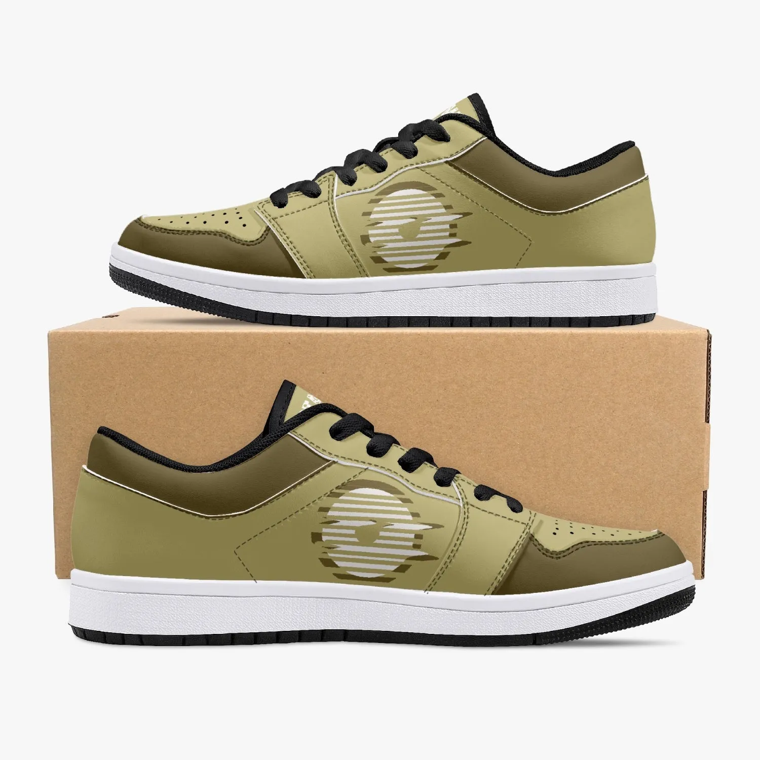 Low-Top Leather Sneakers - Gold