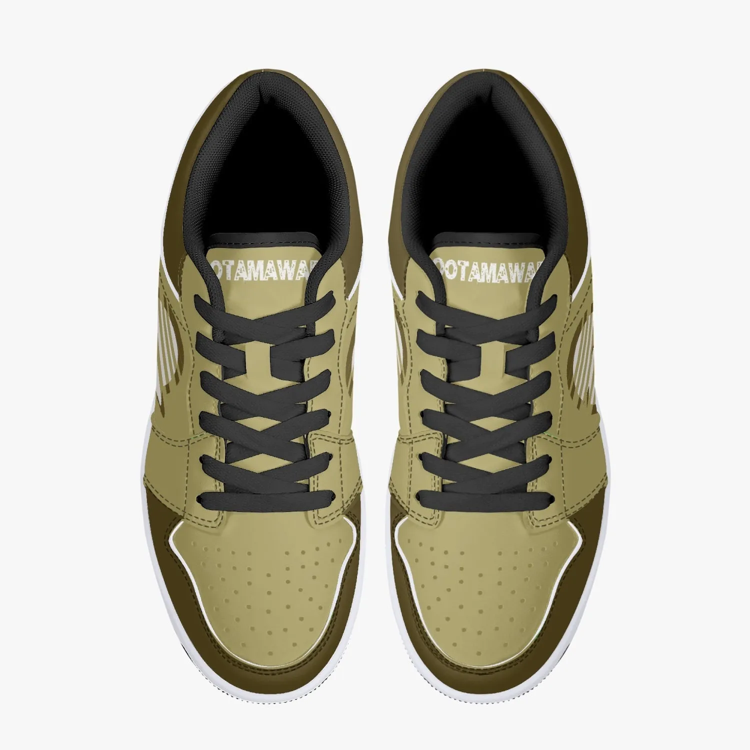 Low-Top Leather Sneakers - Gold