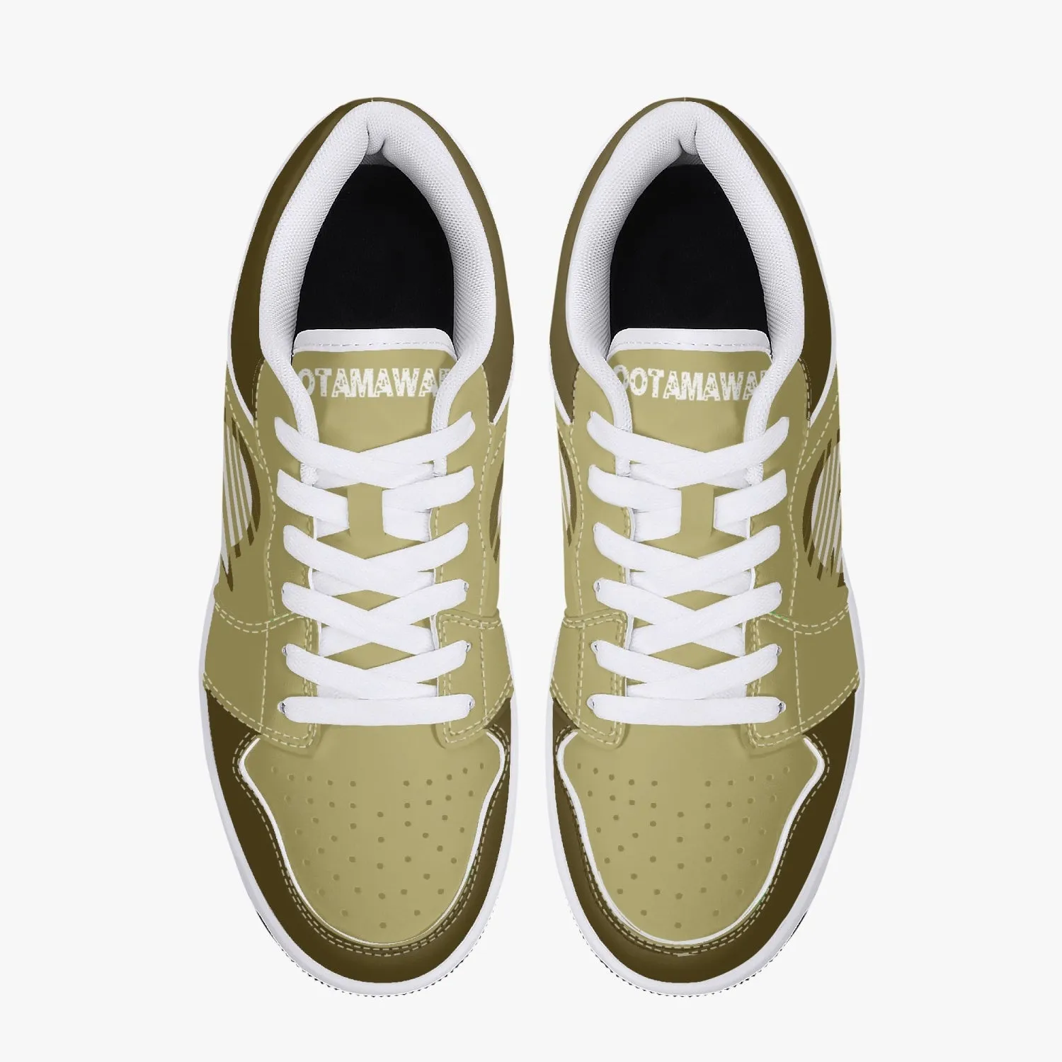 Low-Top Leather Sneakers - Gold