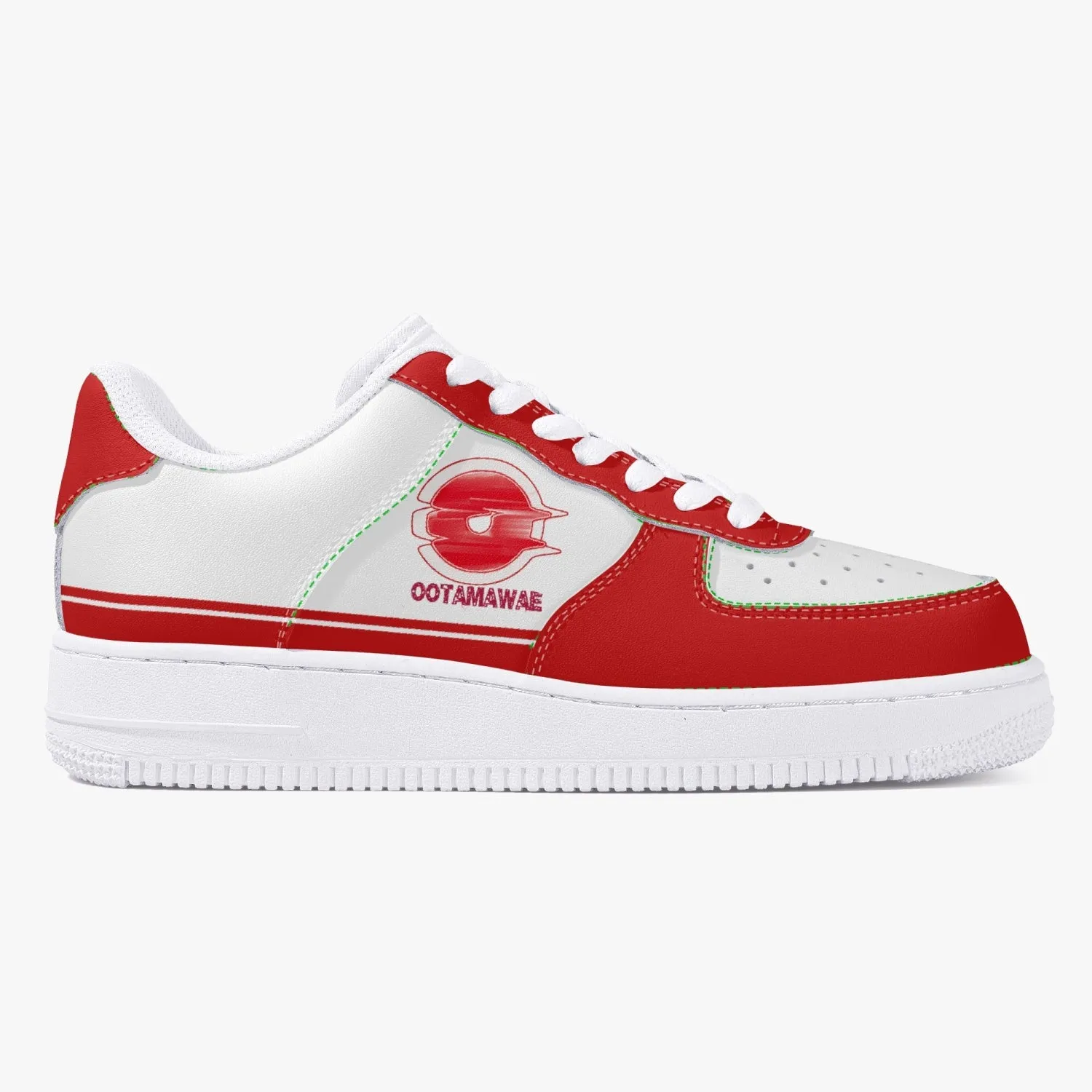 Low-Top Leather Sports Sneakers- Red Sunshine