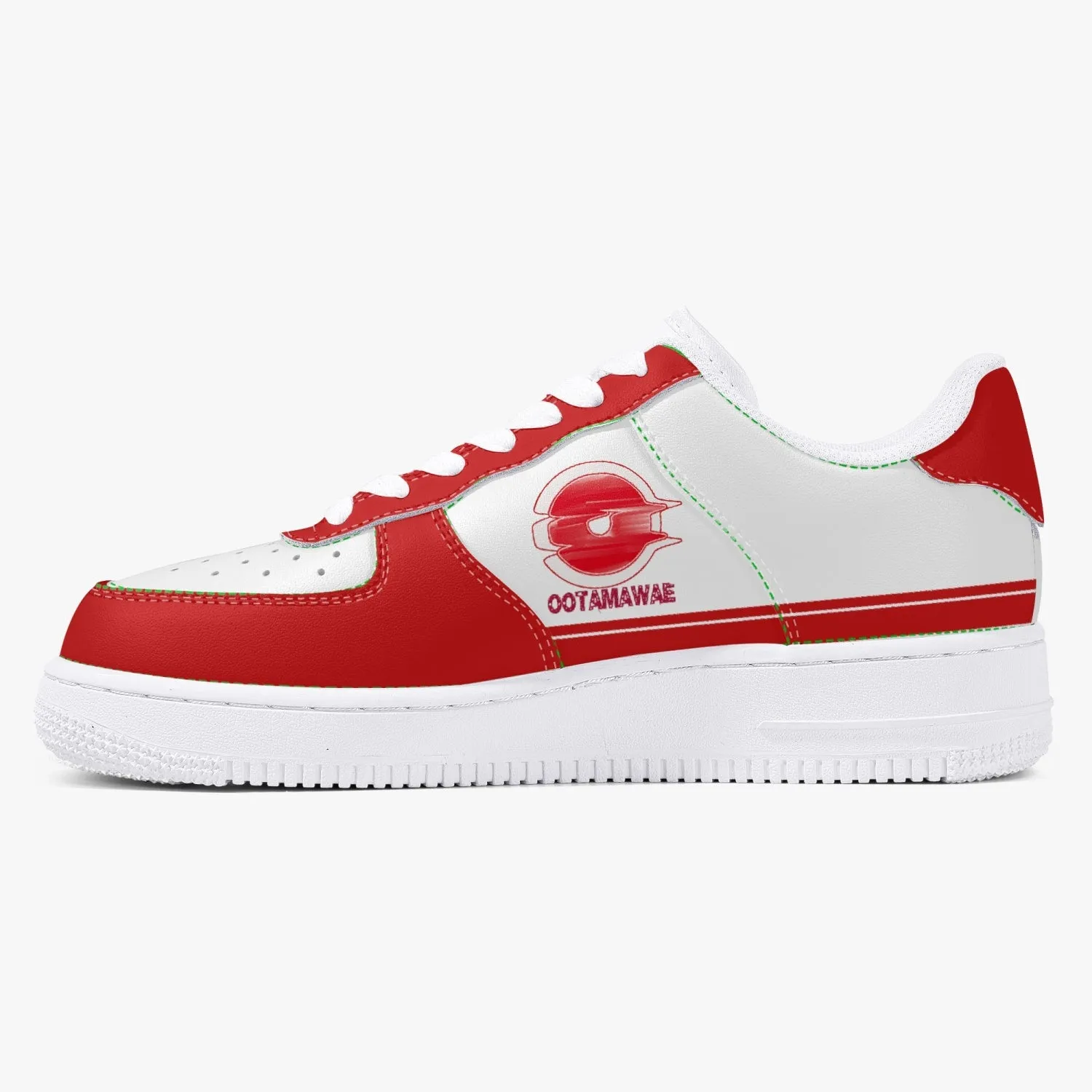 Low-Top Leather Sports Sneakers- Red Sunshine