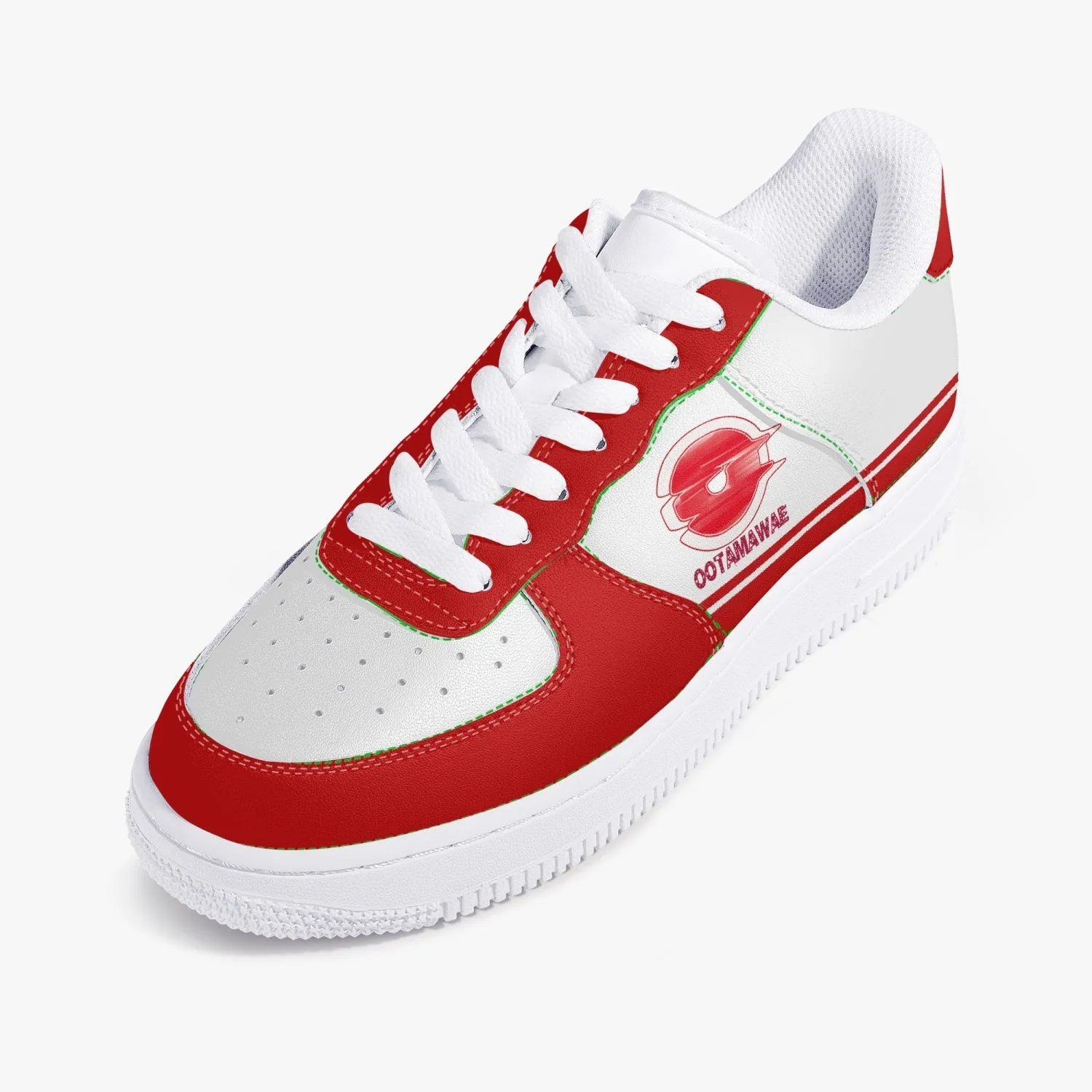 Low-Top Leather Sports Sneakers- Red Sunshine