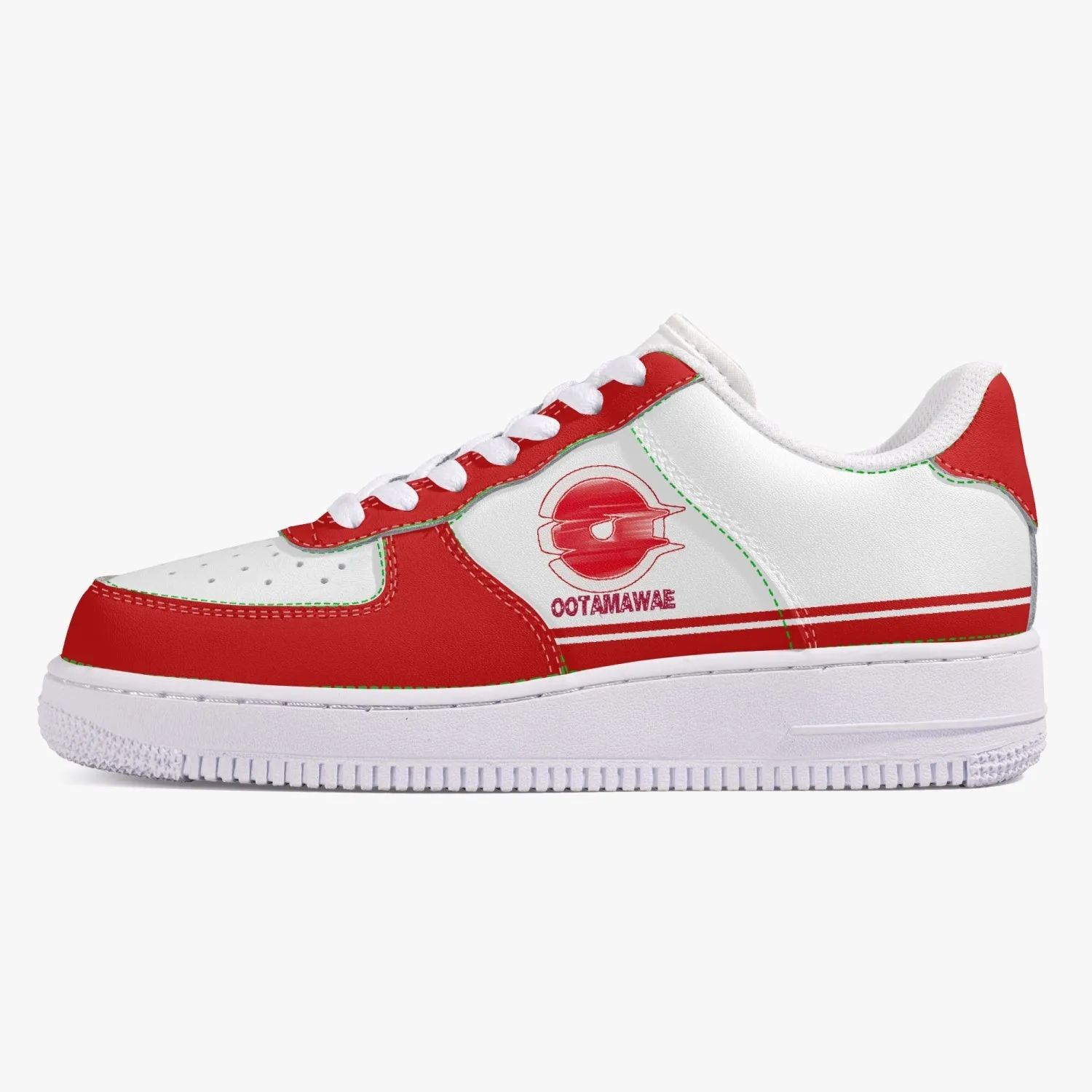 Low-Top Leather Sports Sneakers- Red Sunshine