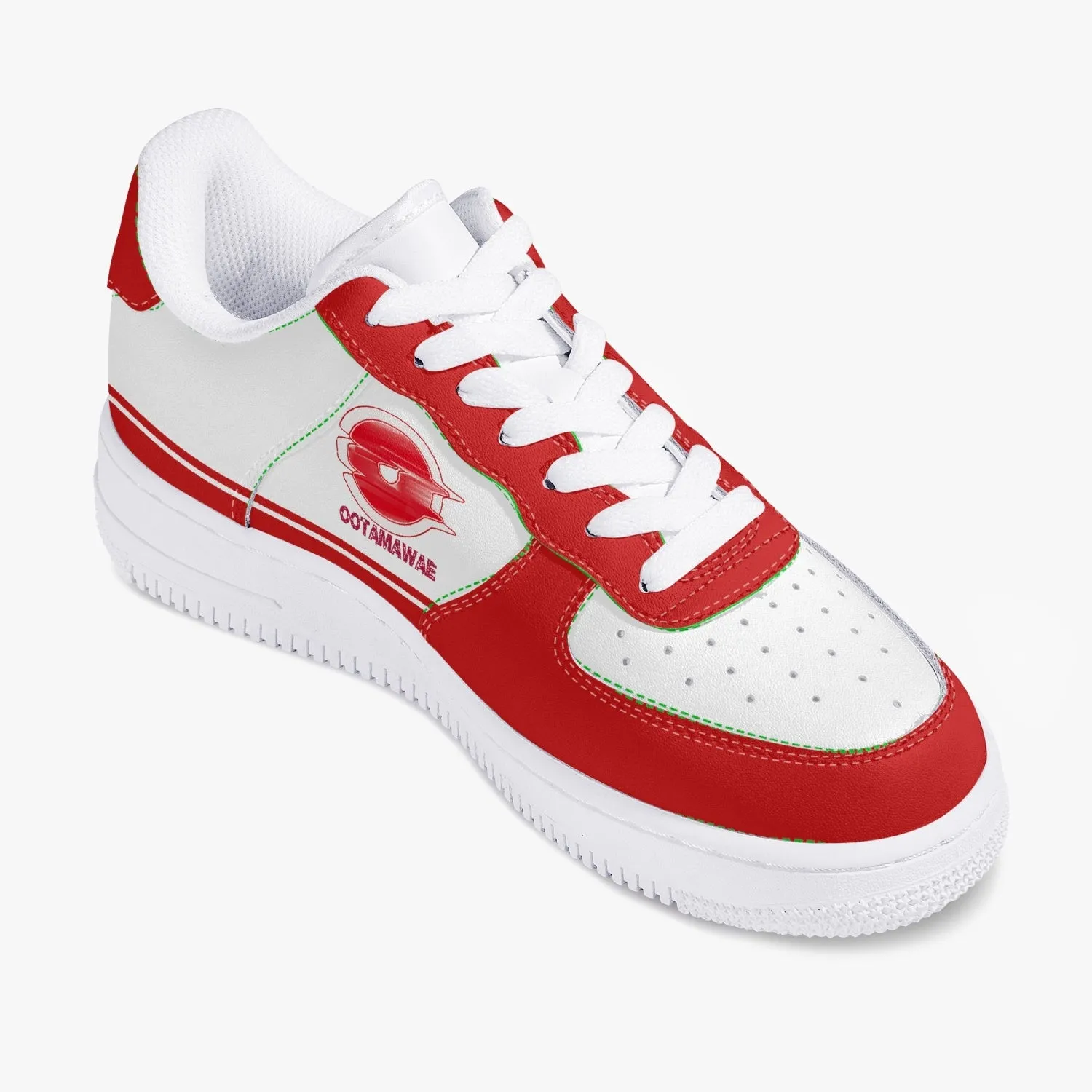 Low-Top Leather Sports Sneakers- Red Sunshine