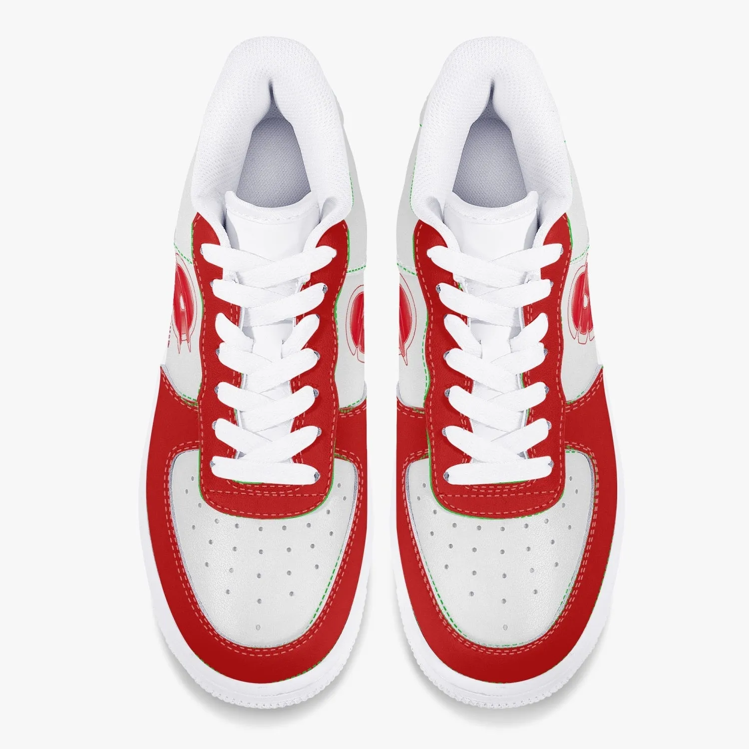 Low-Top Leather Sports Sneakers- Red Sunshine