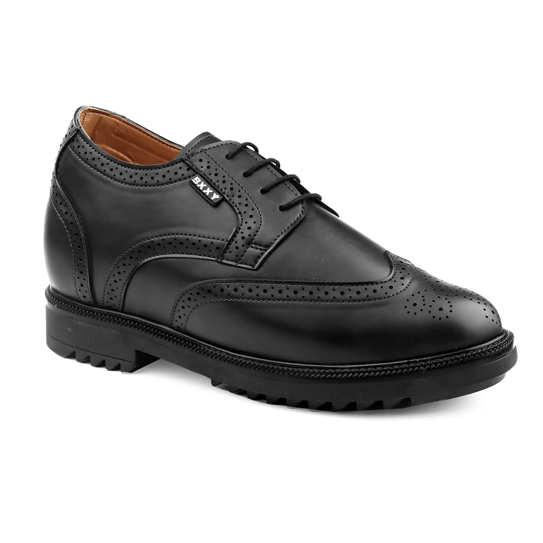 Men's 3.5 inch Hidden Height Increasing Faux Leather Formal Brogue Shoes