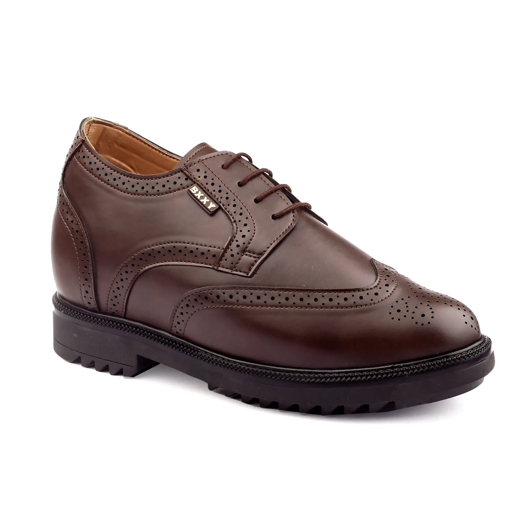 Men's 3.5 inch Hidden Height Increasing Faux Leather Formal Brogue Shoes