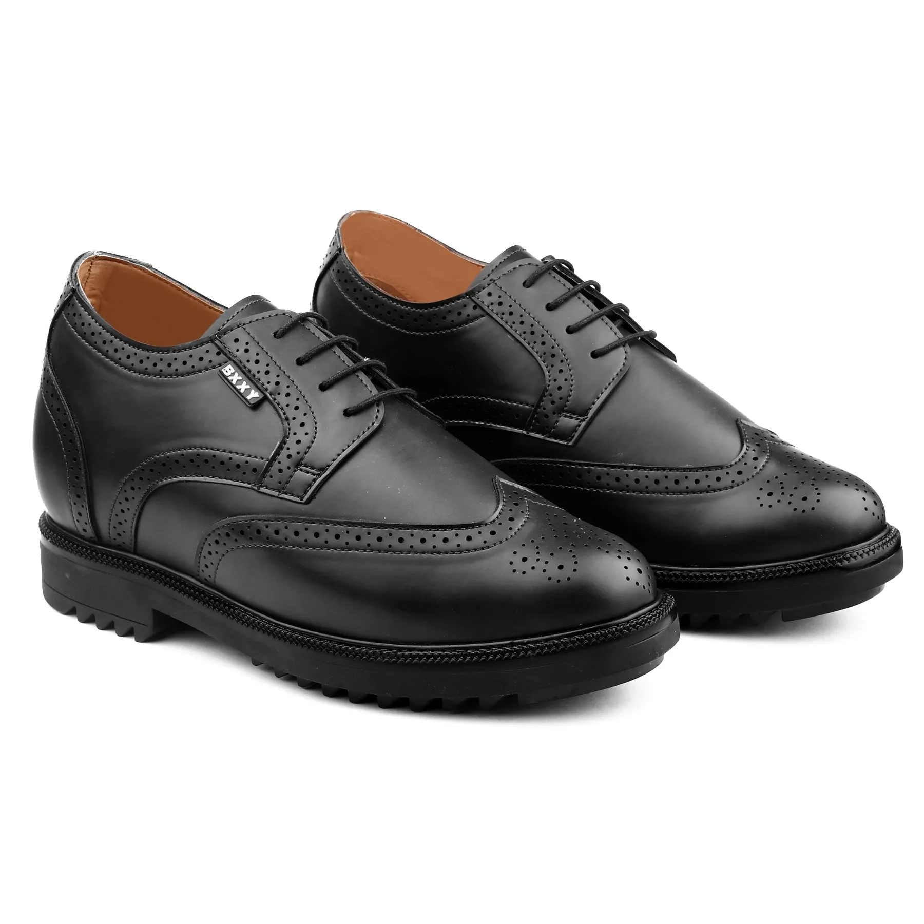 Men's 3.5 inch Hidden Height Increasing Luxe Brogue Lace-up Shoes