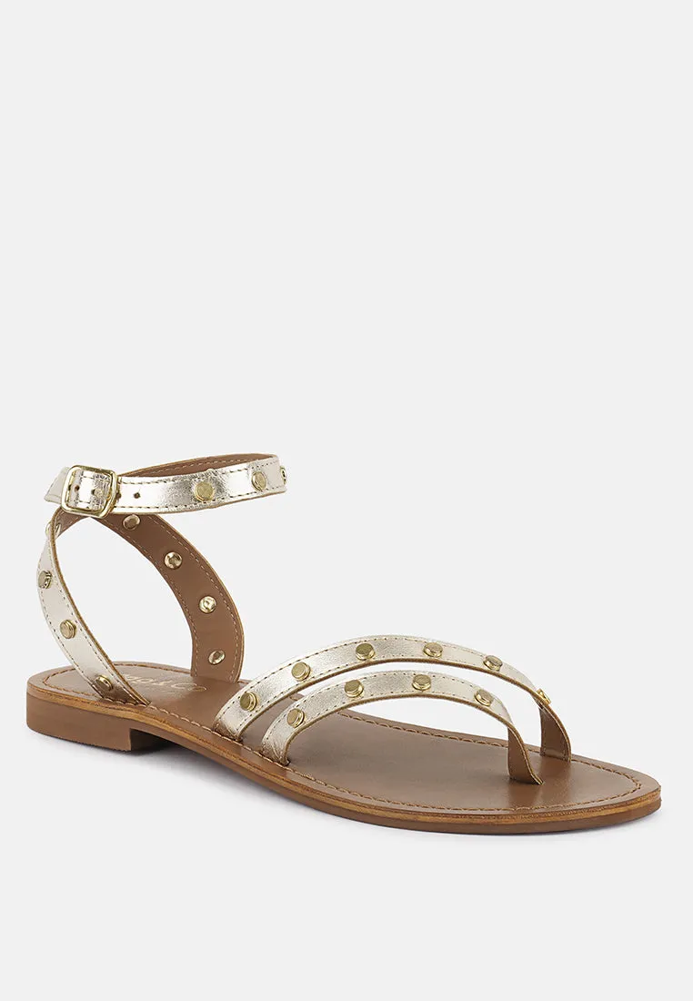 Oprah Studs Embellished Flat Sandals