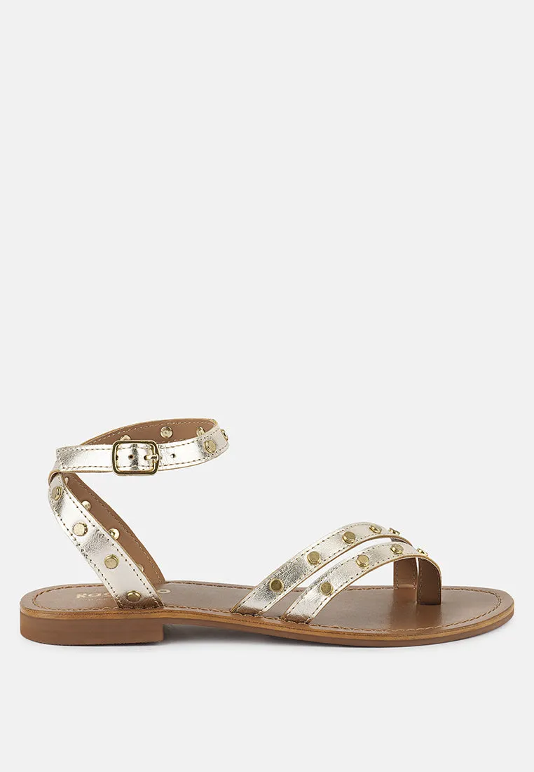 Oprah Studs Embellished Flat Sandals