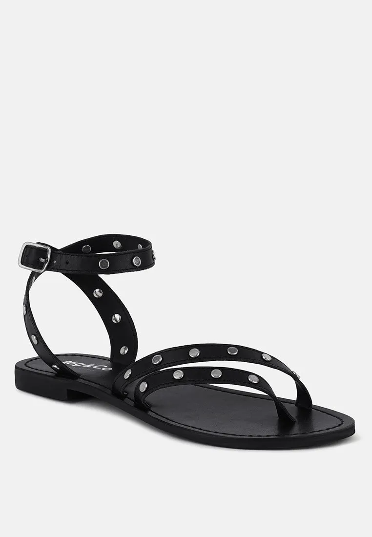 Oprah Studs Embellished Flat Sandals