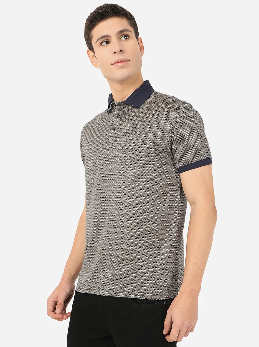 Patriot Blue Printed Slim Fit Polo T-Shirt | JadeBlue