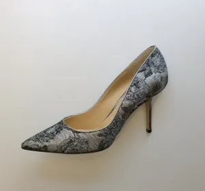 Paul Andrew Silver Samira Metallic Jacquard Heels