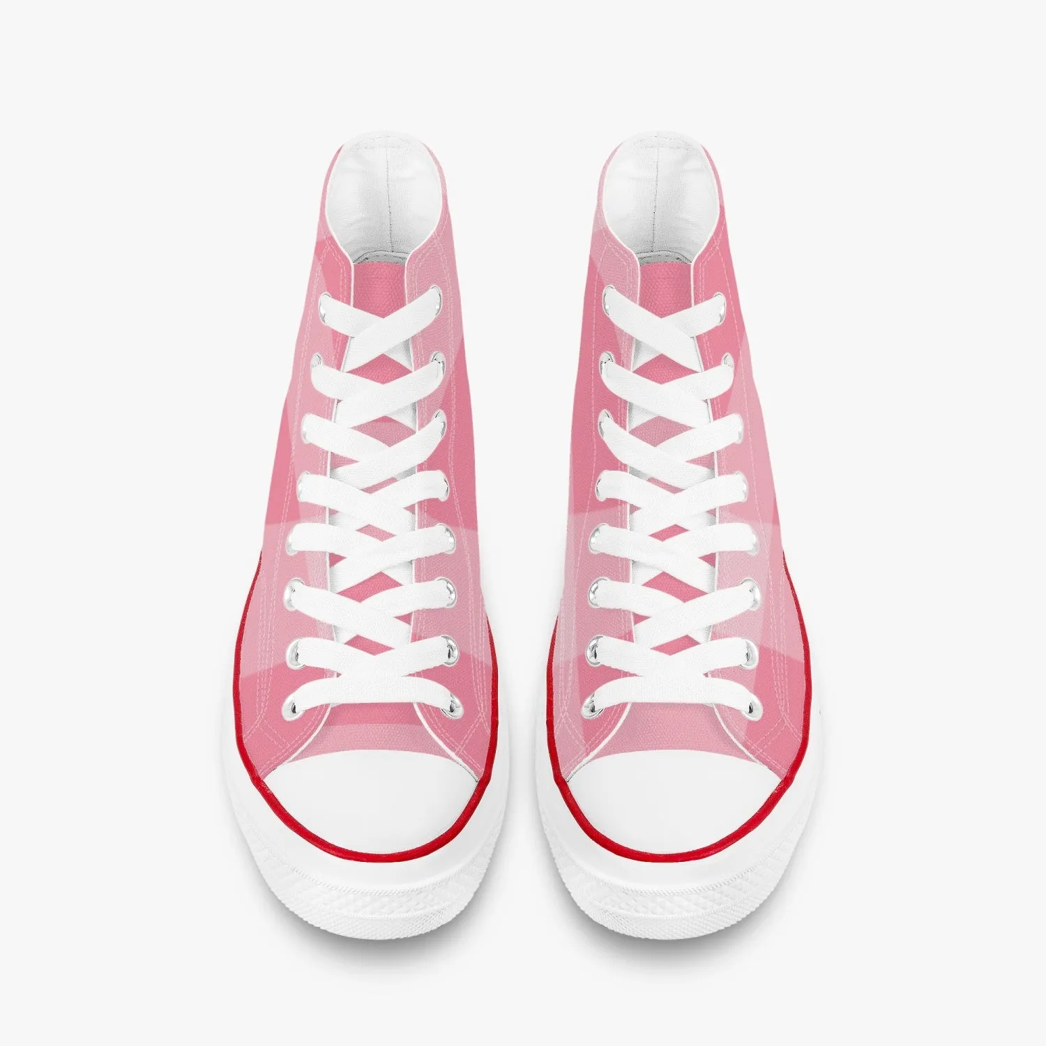 Pink Checkers | High-Top Canvas Shoes - White