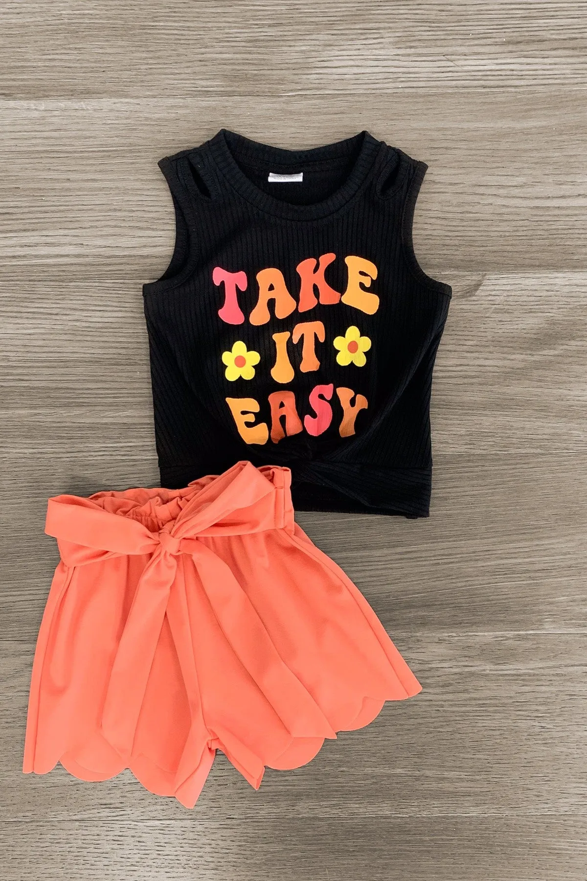 "Take It Easy" Coral Short Set