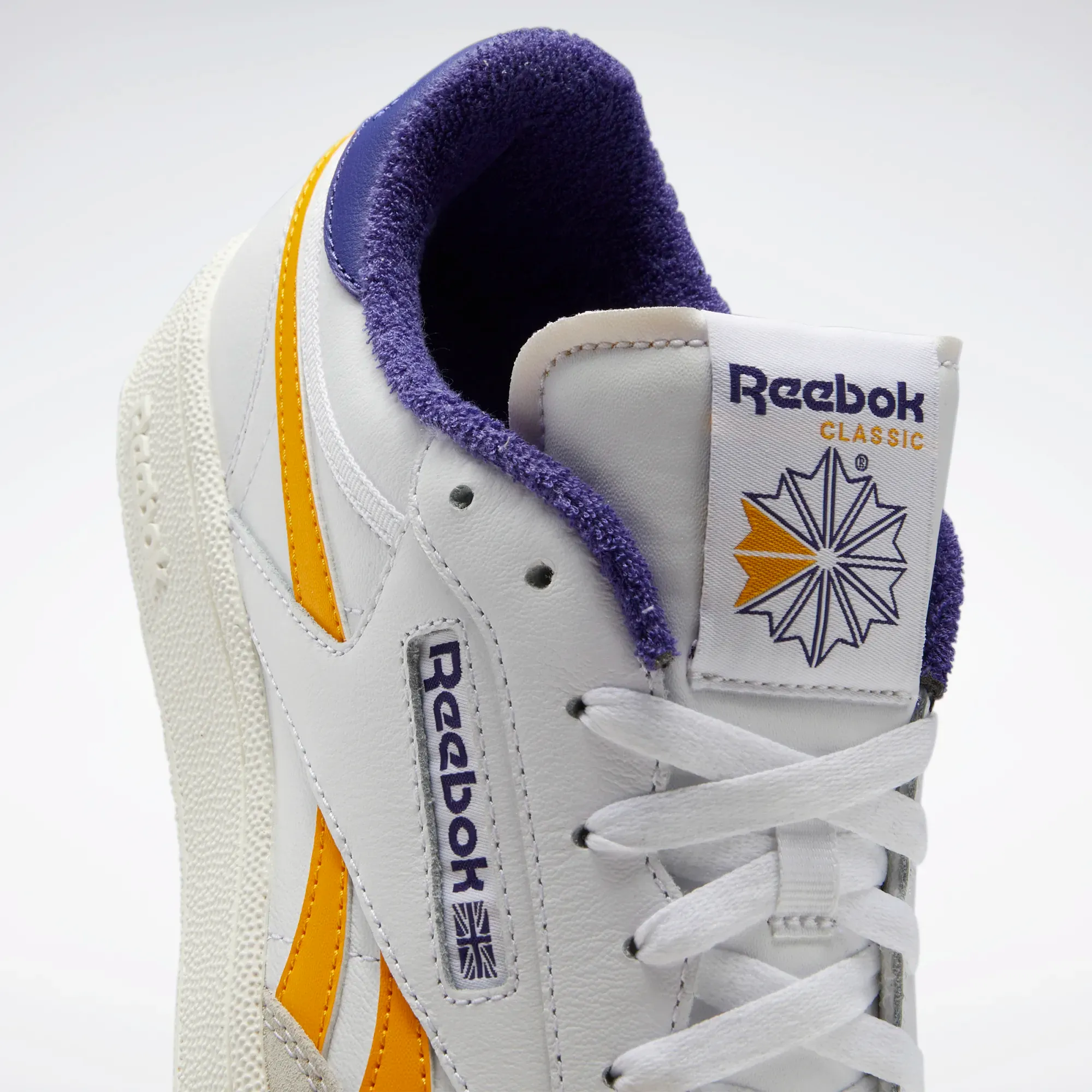 Reebok Men's Club C Revenge Shoes - Cloud White / Collegiate Gold / Bold Purple