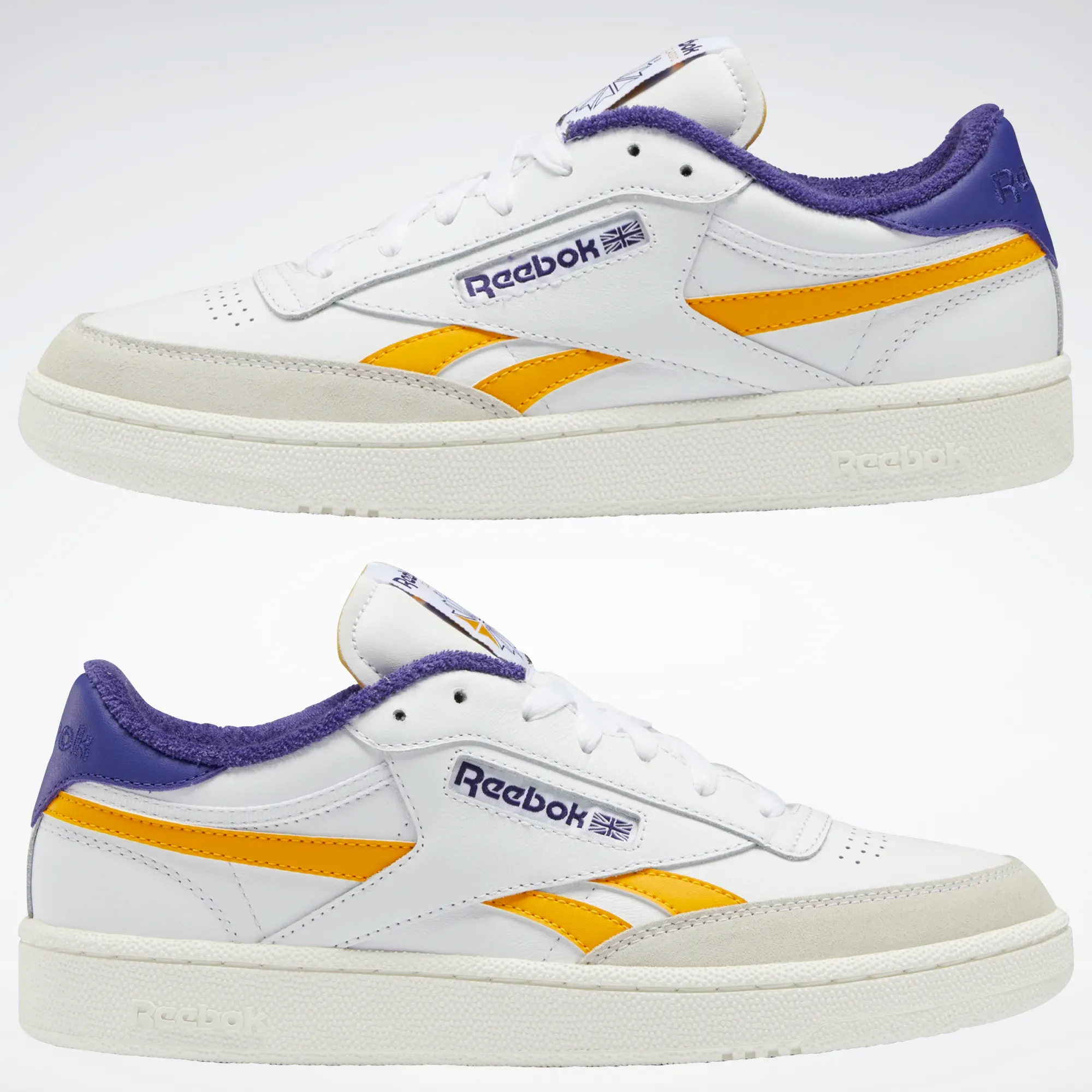 Reebok Men's Club C Revenge Shoes - Cloud White / Collegiate Gold / Bold Purple