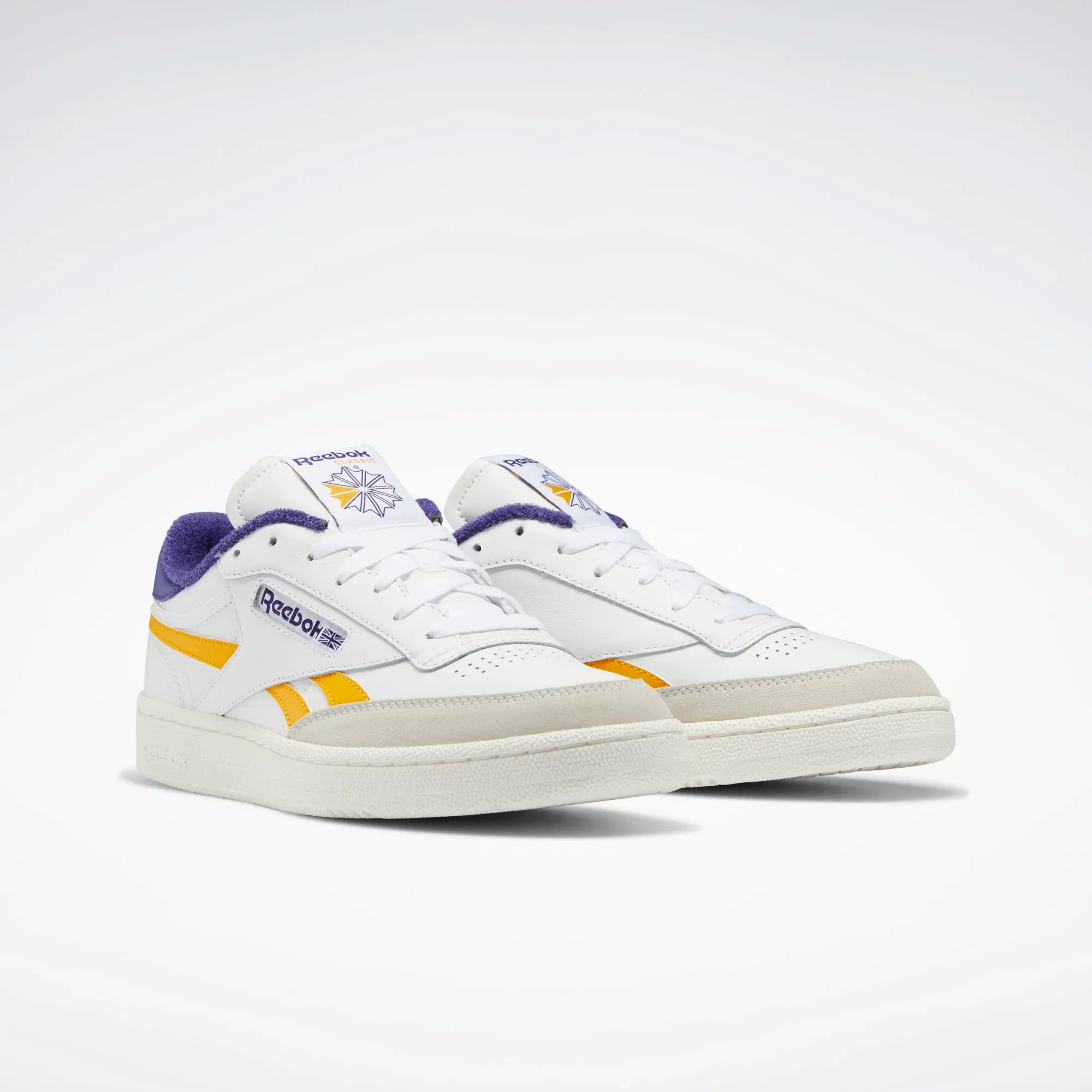 Reebok Men's Club C Revenge Shoes - Cloud White / Collegiate Gold / Bold Purple