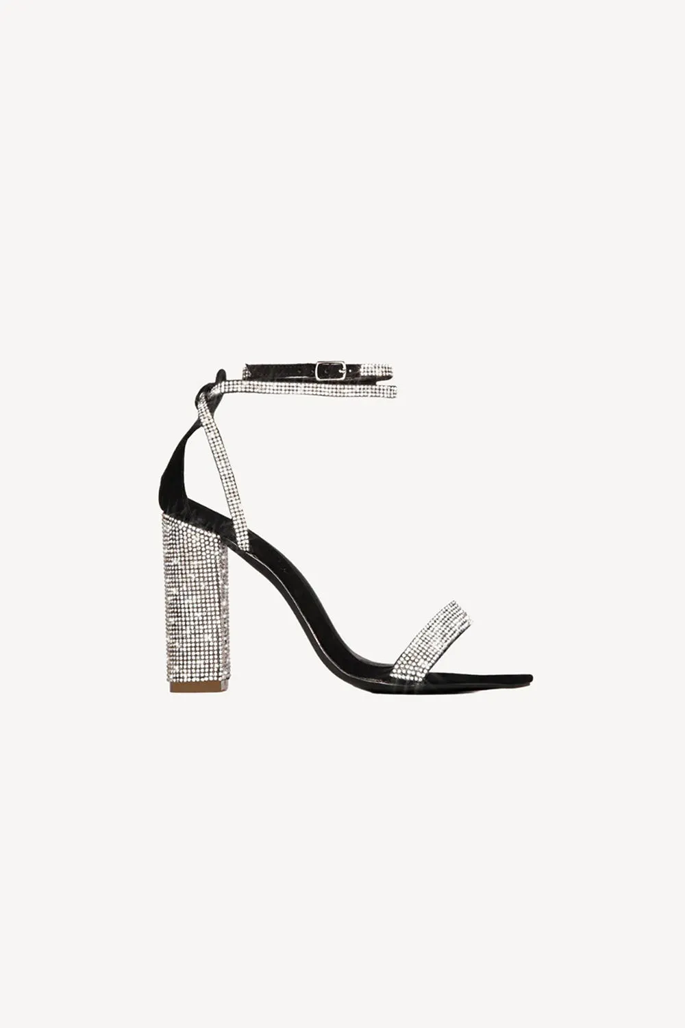 Rhinestone Chunky Heel One Buckle Sexy High Heel Sandals