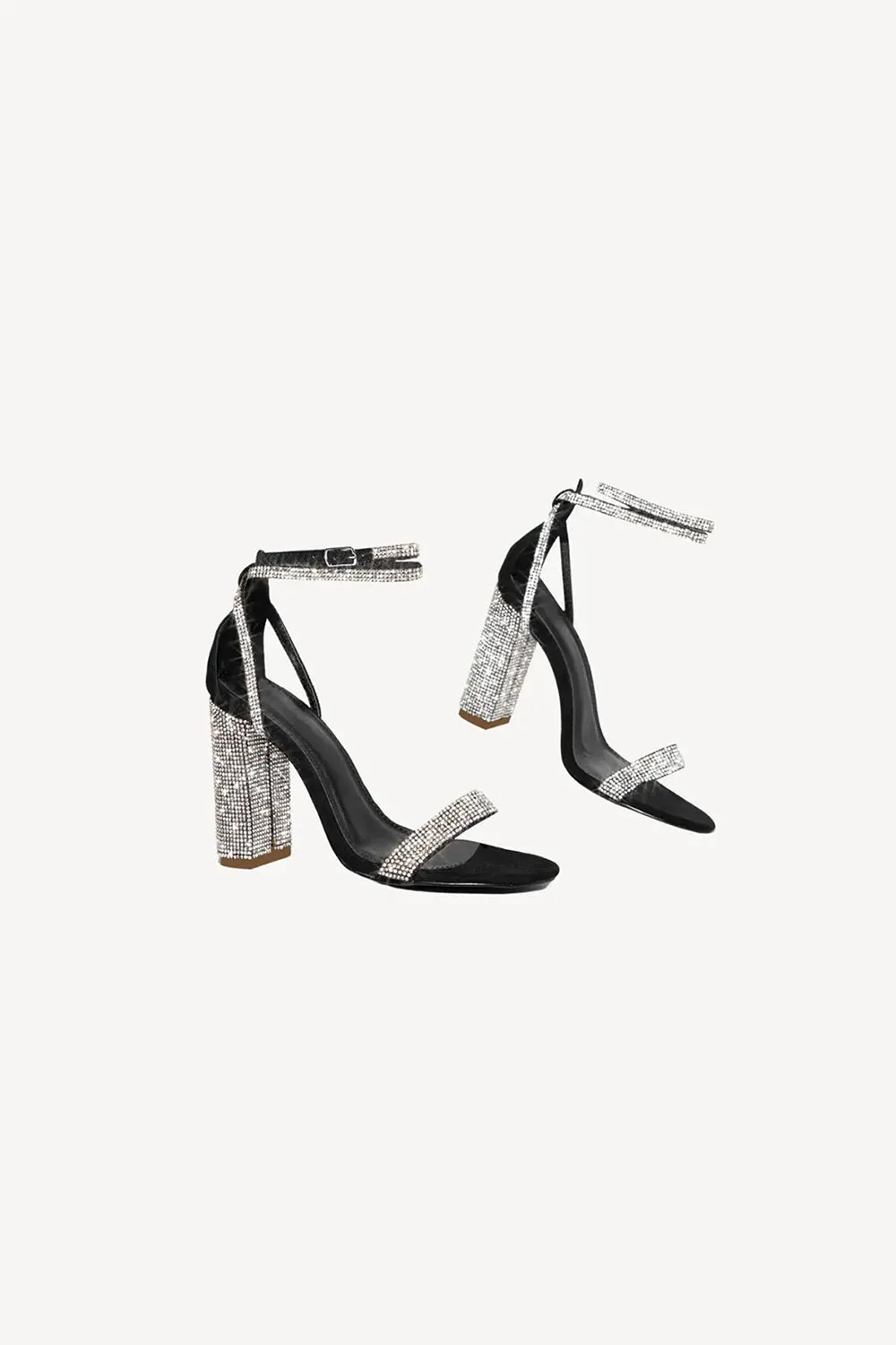 Rhinestone Chunky Heel One Buckle Sexy High Heel Sandals