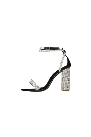 Rhinestone Chunky Heel One Buckle Sexy High Heel Sandals