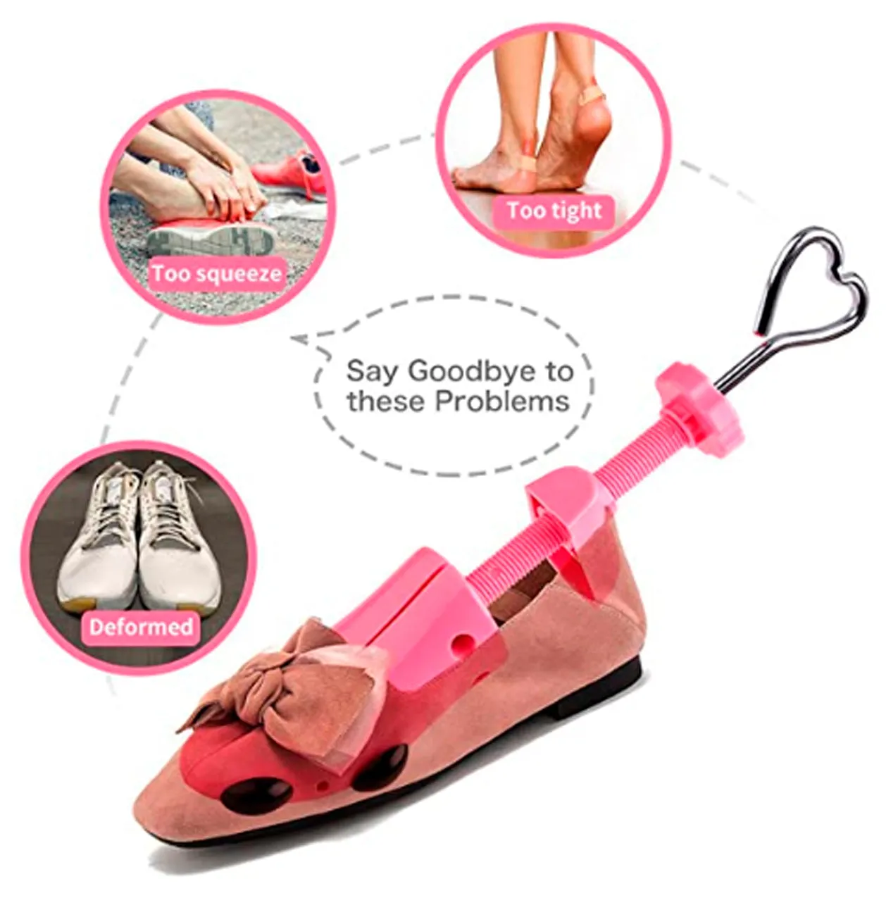 Shoe Stretcher Women, Adjustable Pair of 4-way Shoes Expander Widener for Wide Feet Color pink