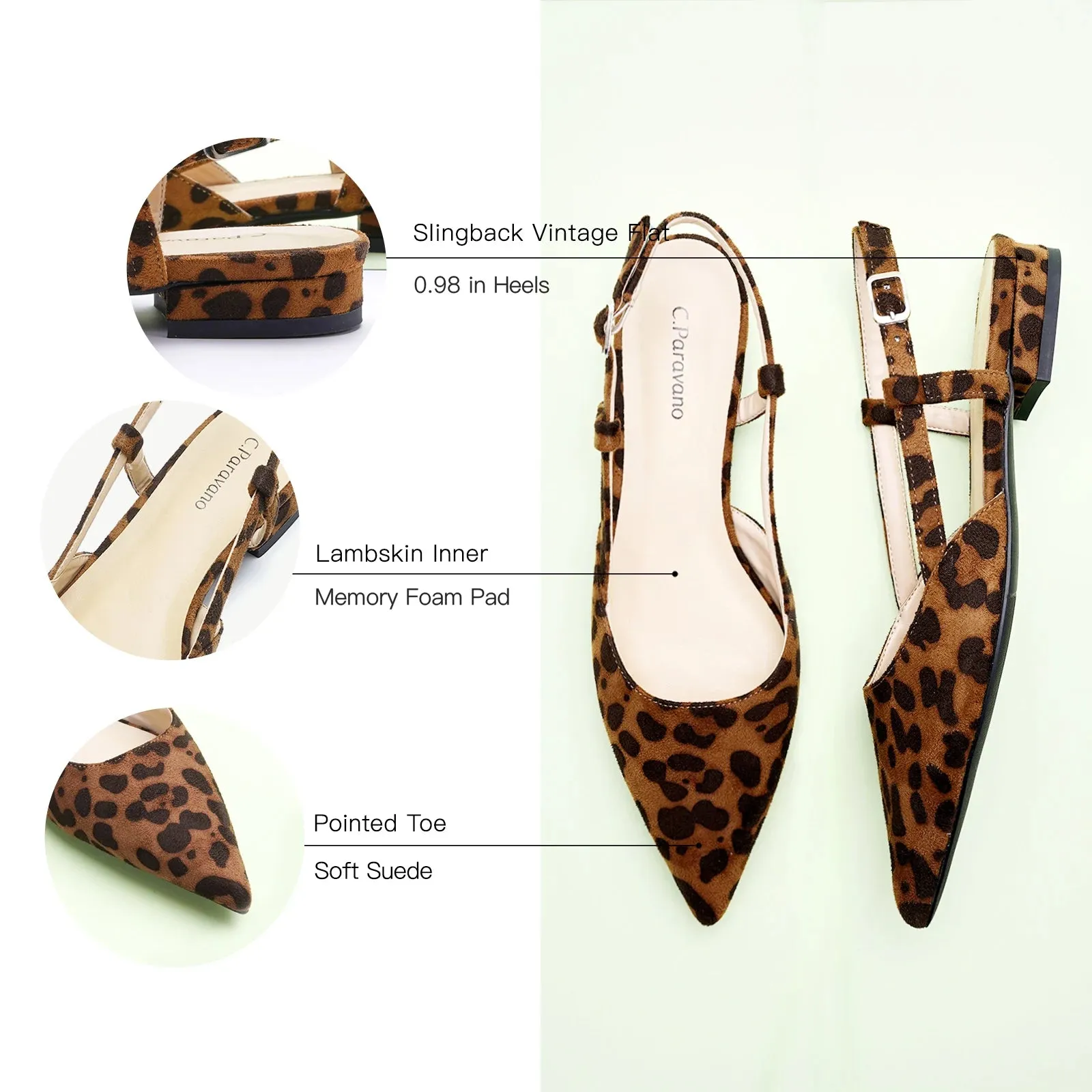 Sleek Prints Slingback Flats (Freya) Leopard