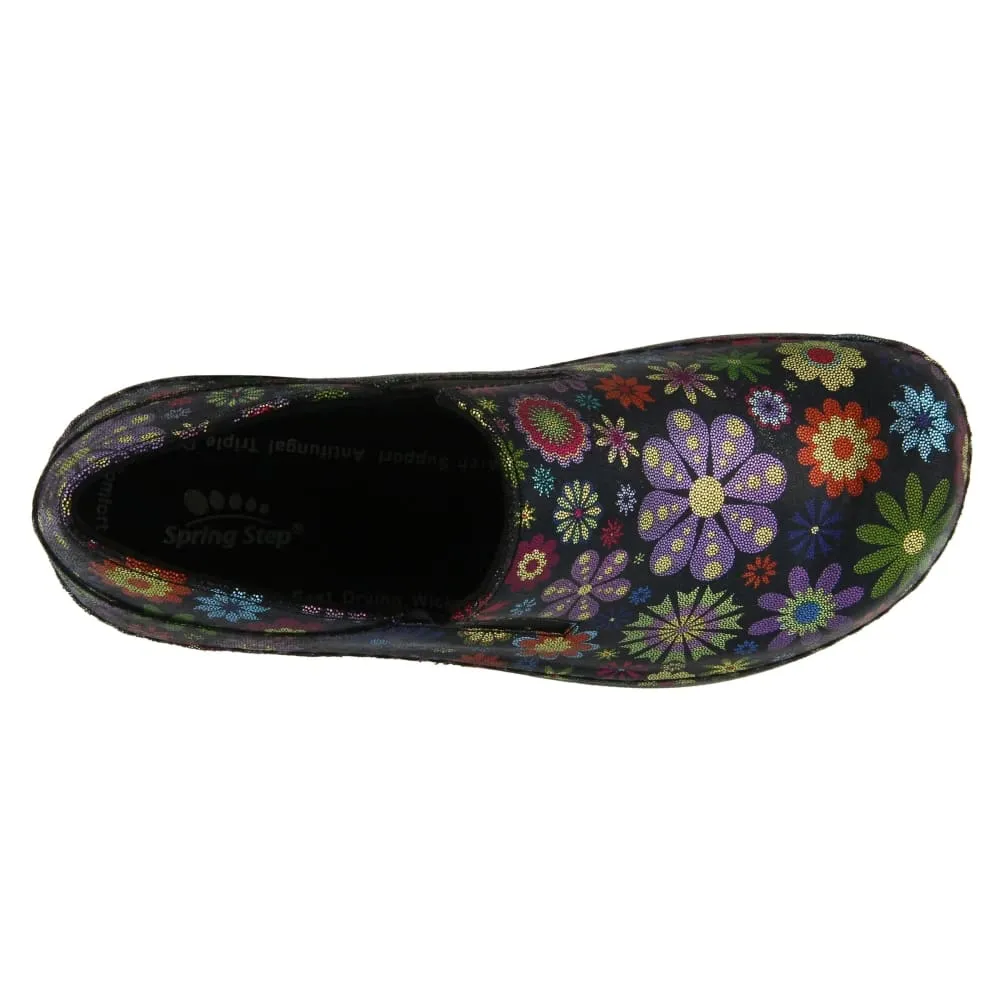 Spring Step Shoes Professional Manila Flpwr Women's Black Multi Slip On Shoes