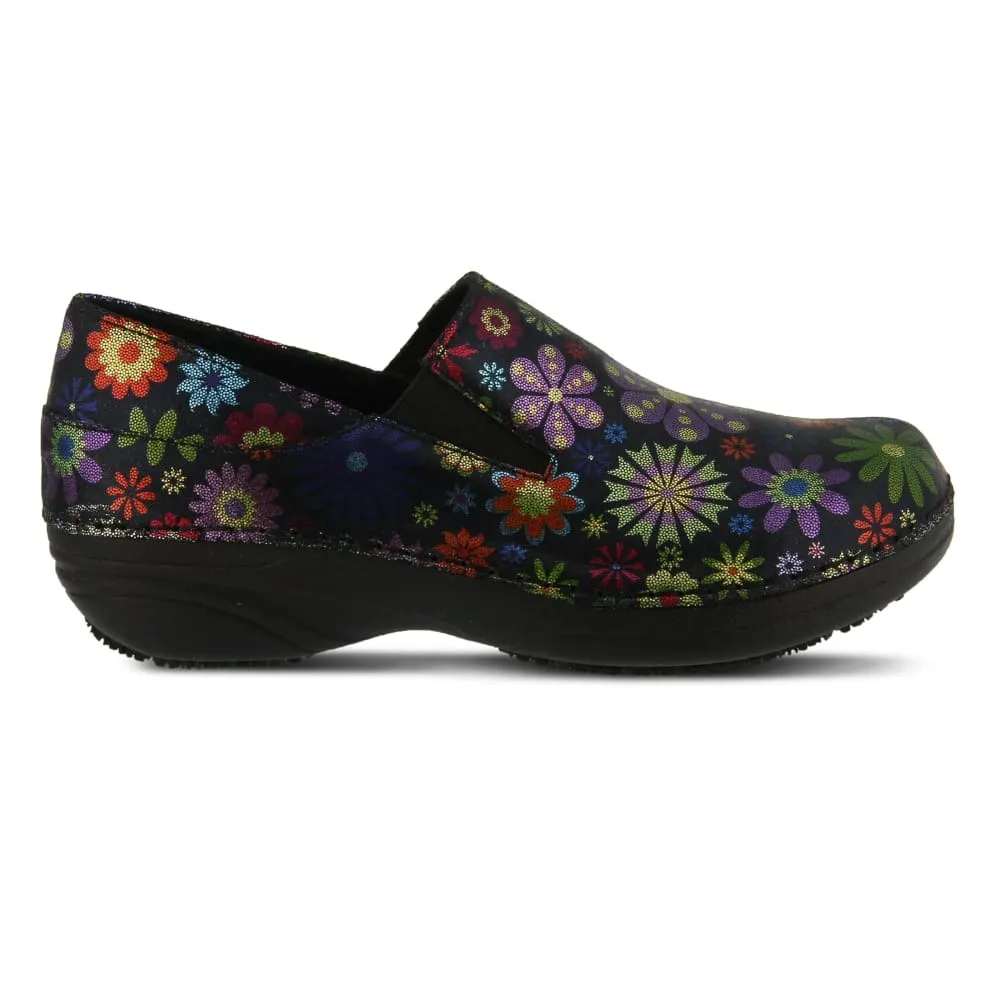 Spring Step Shoes Professional Manila Flpwr Women's Black Multi Slip On Shoes