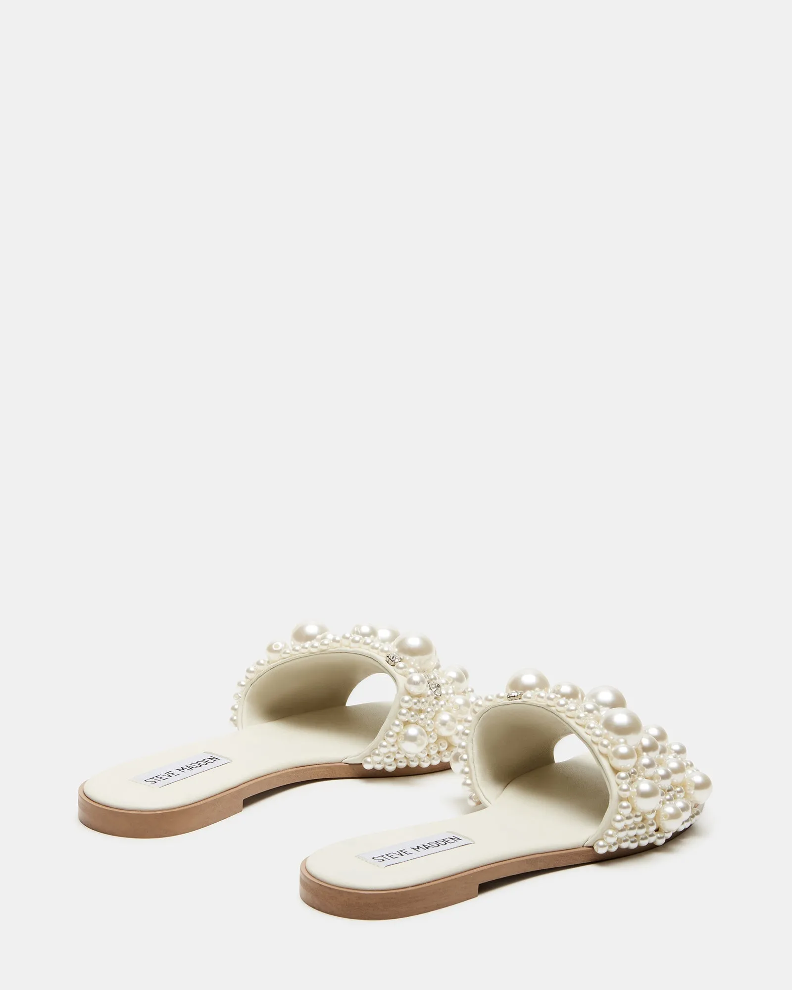 Steve Madden Knicky Slide Sandal in Ivory Pearls