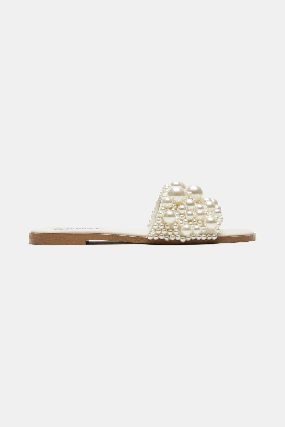 Steve Madden Knicky Slide Sandal in Ivory Pearls