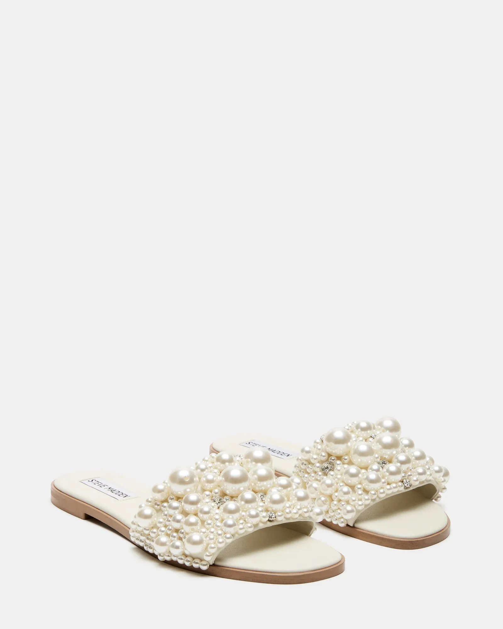 Steve Madden Knicky Slide Sandal in Ivory Pearls