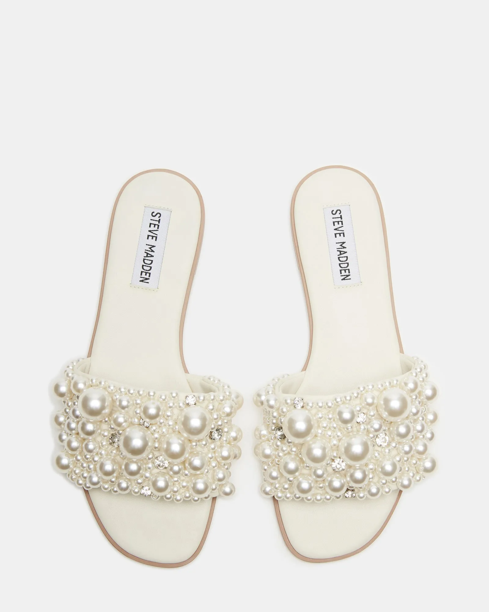 Steve Madden Knicky Slide Sandal in Ivory Pearls