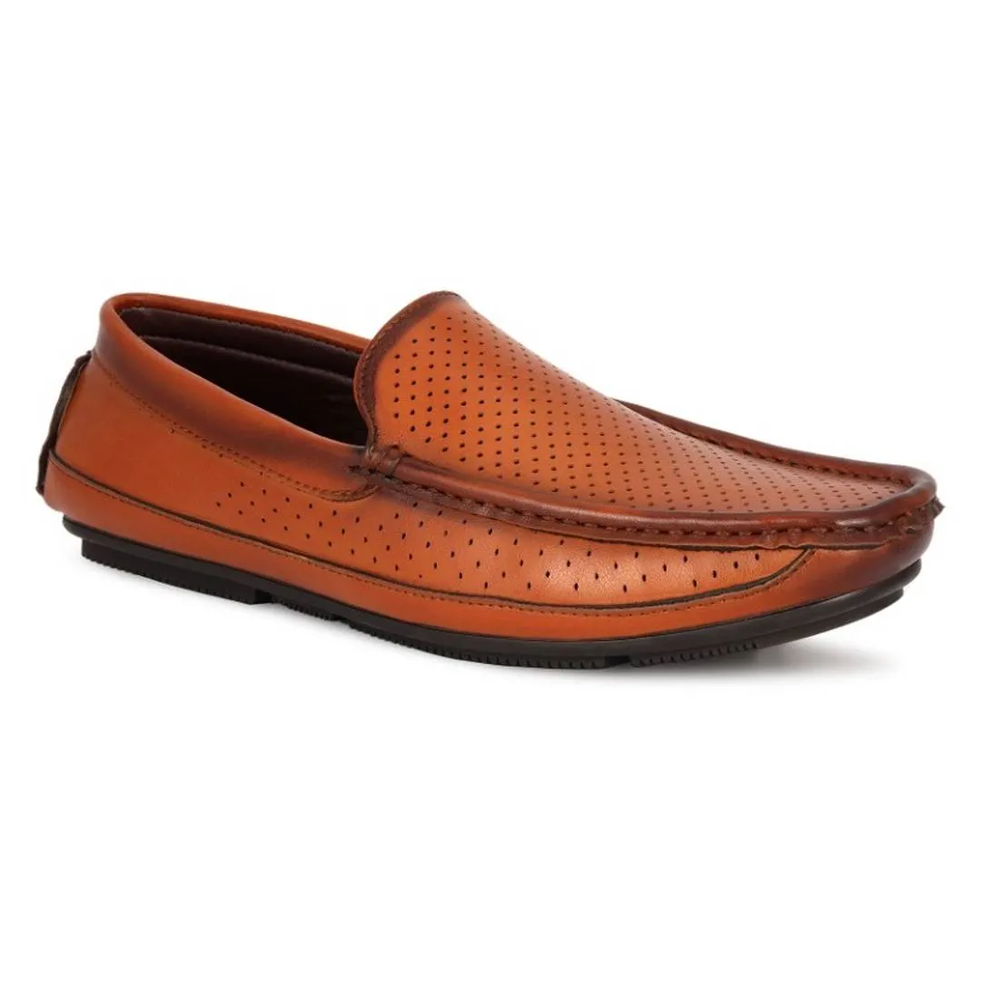 Stylish Copper Synthetic material Self Design Loafers For Men