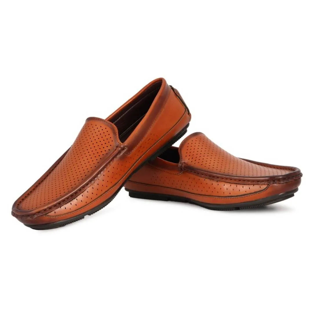 Stylish Copper Synthetic material Self Design Loafers For Men