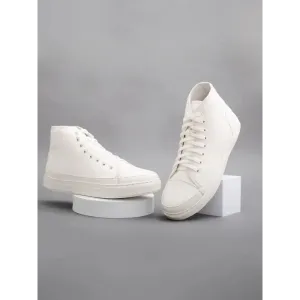 Stylish White Synthetic Solid Sneakers For Men