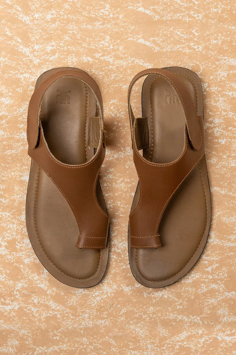 Tan Leather Sandal With Back Strap