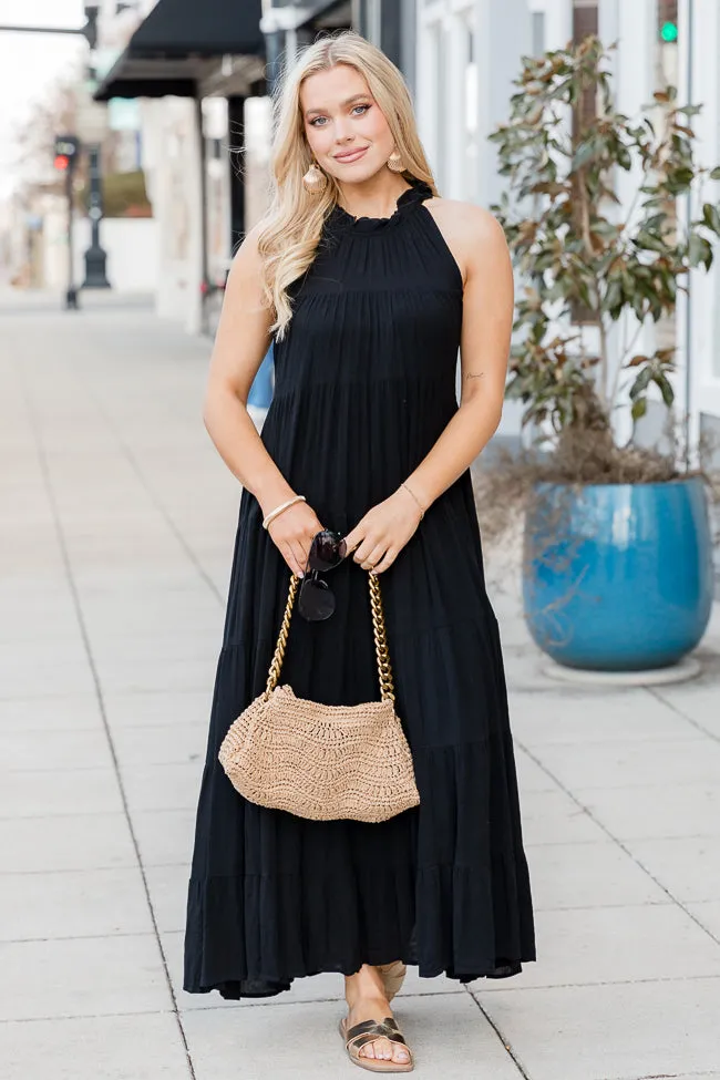 Twirl Me Around Black Halter Gauze Maxi Dress FINAL SALE