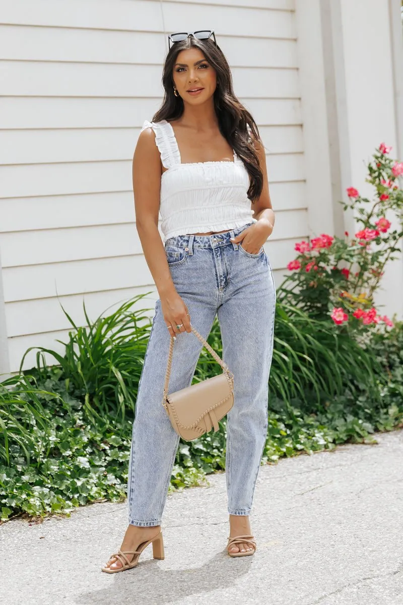 White Ruffle Smocked Tank Top - FINAL SALE