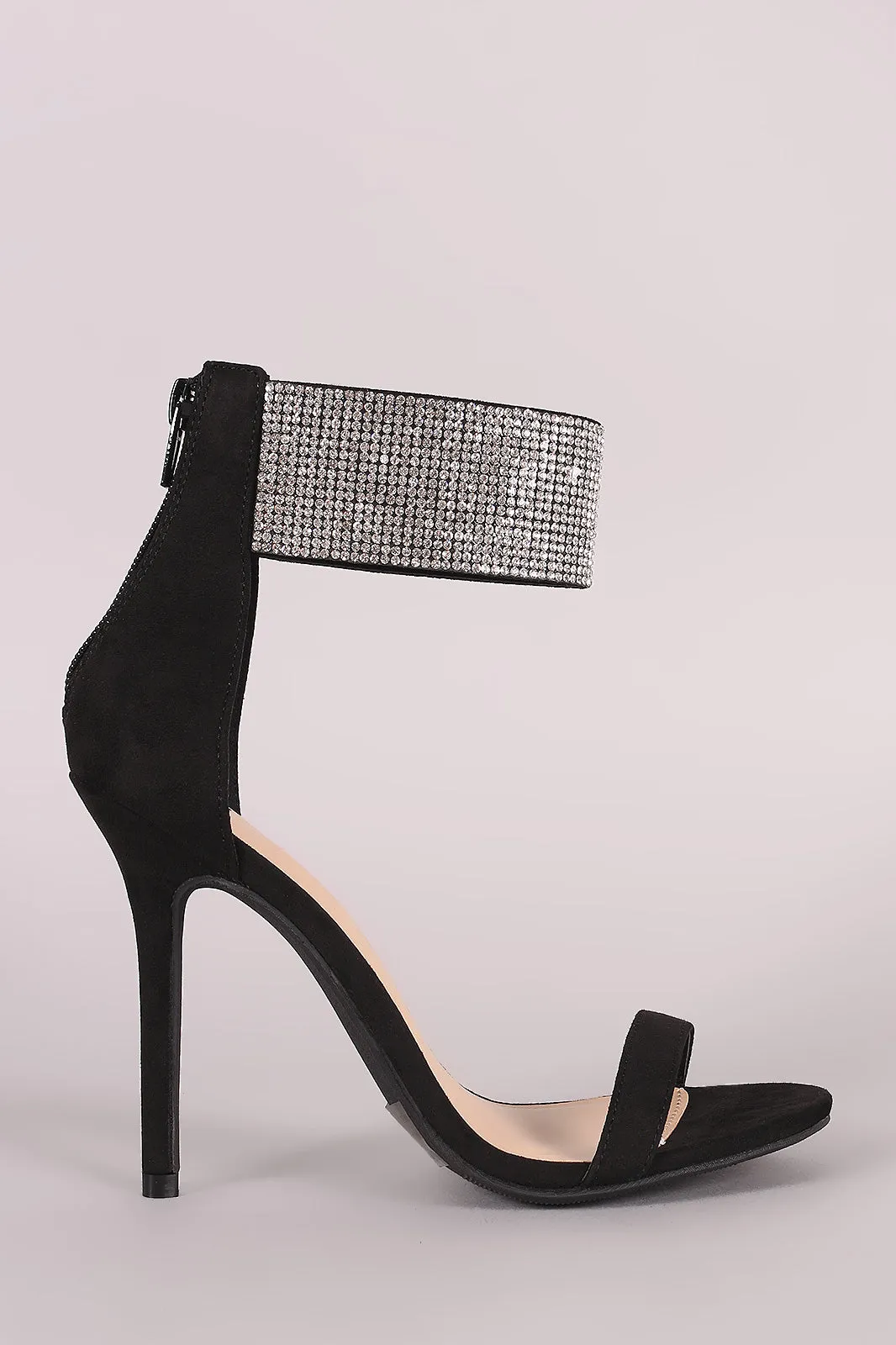 Wild Diva Lounge Suede Rhinestone Cuff Stiletto Heel