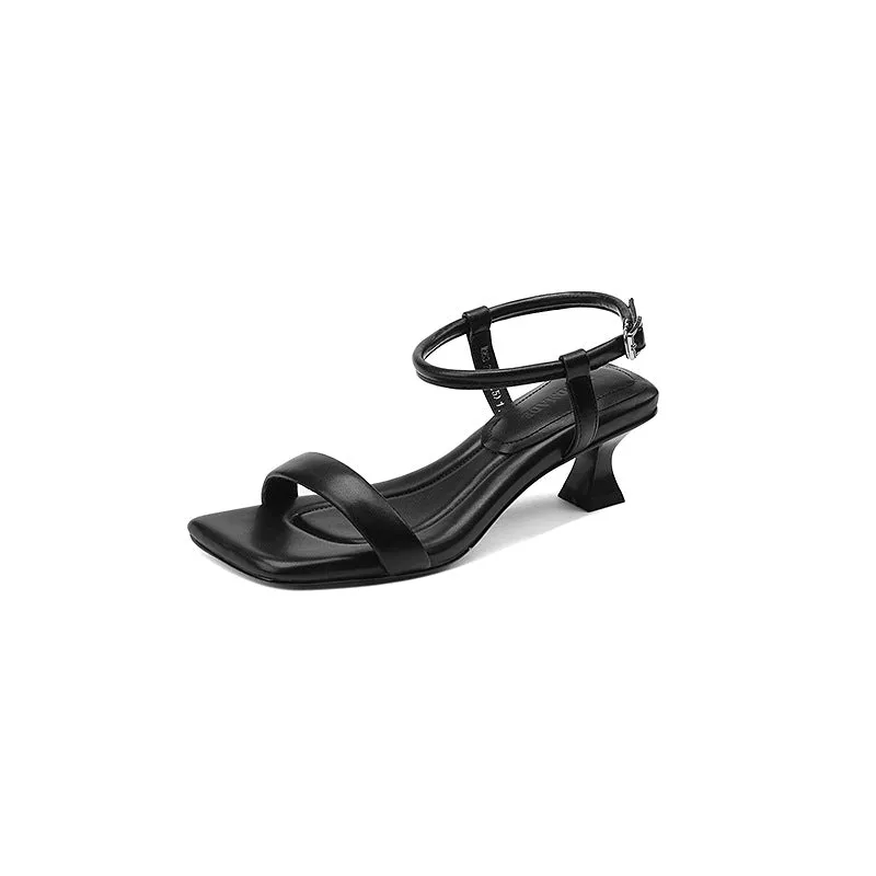 Women Leather Stylish Casual Heel Sandals