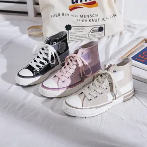 Women's Spring Beggar Trendy Plaid Stitching Canvas Shoes